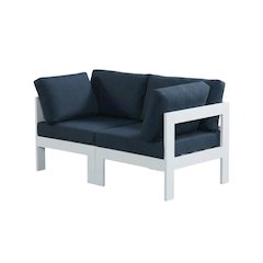 Navy Fabric Outdoor Modular Sofa With Contemporary Style And Cushioned Seating