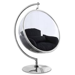 Luna Black Durable Fabric Acrylic Swing Chair