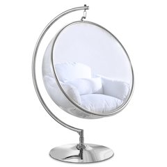 Luna White Durable Fabric Acrylic Swing Chair