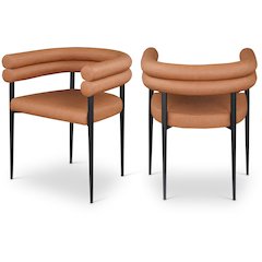 Lavina Cognac Vegan Leather Dining Chair, Set of 2