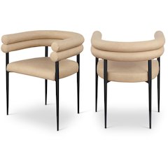 Lavina Tan Vegan Leather Dining Chair, Set of 2