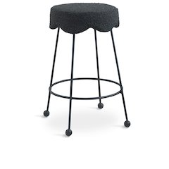 Fleur Black Fabric Counter Stool