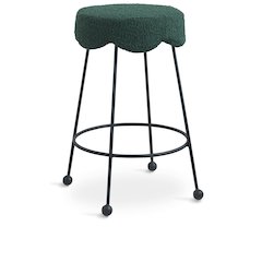 Fleur Green Fabric Counter Stool
