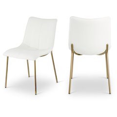 Isla Off-White Vegan Leather Upholstered Dining Chair, Set of 2