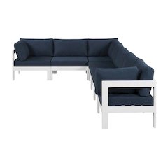 Navy Fabric Outdoor Patio Modular Sectional For Contemporary Lounge Comfort