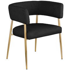 Creston Black Durable Linen Textured Fabric Dining Chair