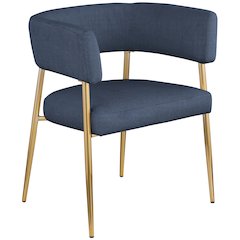 Creston Deep Navy Durable Linen Textured Fabric Dining Chair