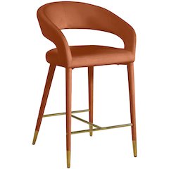 Destiny Cognac Velvet Stool