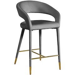 Destiny Grey Velvet Stool