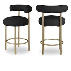 Bordeaux Black Boucle Fabric Stool, Set of 2