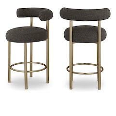 Bordeaux Brown Boucle Fabric Stool, Set of 2