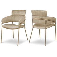Yara Beige Velvet Dining Chair, Set of 2
