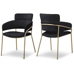 Yara Black Velvet Dining Chair, Set of 2