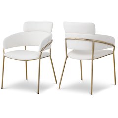 Yara Cream Vegan Leather Dining Chair, Set of 2