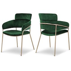 Yara Green Velvet Dining Chair, Set of 2