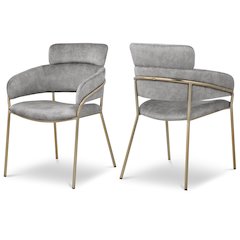 Yara Grey Velvet Dining Chair, Set of 2
