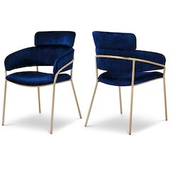 Yara Navy Velvet Dining Chair, Set of 2