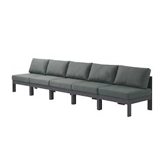 Gray Fabric Outdoor Modular Sofa With Contemporary Style And Cushioned Seating