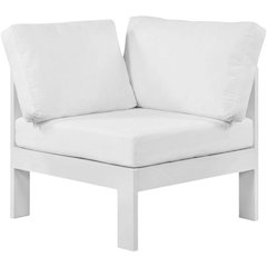 White Fabric Outdoor Ottoman With Aluminum Frame For Patio Lounge