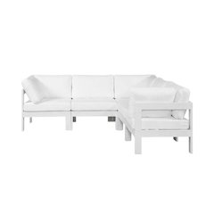 White Fabric Outdoor Patio Modular Sectional For Contemporary Style