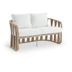 San Pietro 60.5" Cream Waterproof Fabric Outdoor Loveseat