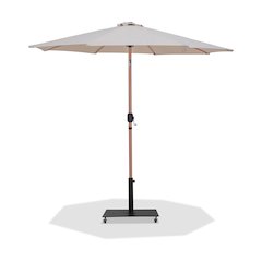 Fiji Beige Fabric / Matte Black Aluminum Patio Umbrella with Base Sets