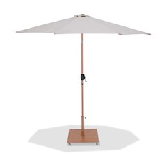 Fiji Beige Fabric / Teak Aluminum Patio Umbrella with Base Sets