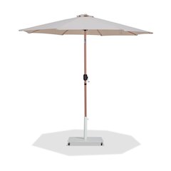 Fiji Beige Fabric / Matte White Aluminum Patio Umbrella with Base Sets