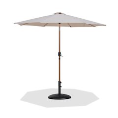 Fiji Beige Fabric / Matte Black Aluminum Patio Umbrella with Base Sets