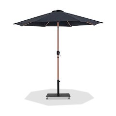 Fiji Black Fabric / Matte Black Aluminum Patio Umbrella with Base Sets