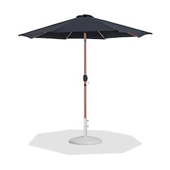 Fiji Black Fabric / Matte White Aluminum Patio Umbrella with Base Sets