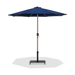 Fiji Navy Fabric / Matte Black Aluminum Patio Umbrella with Base Sets