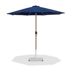Fiji Navy Fabric / Matte White Aluminum Patio Umbrella with Base Sets