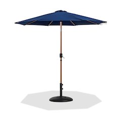 Fiji Navy Fabric / Matte Black Aluminum Patio Umbrella with Base Sets