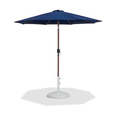 Fiji Navy Fabric / Matte White Aluminum Patio Umbrella with Base Sets
