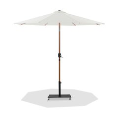 Fiji White Fabric / Matte Black Aluminum Patio Umbrella with Base Sets