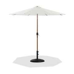Fiji White Fabric / Matte Black Aluminum Patio Umbrella with Base Sets