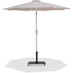 Fiji Beige Fabric / Matte Black Aluminum Patio Umbrella with Base Sets
