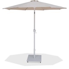 Fiji Beige Fabric / Matte White Aluminum Patio Umbrella with Base Sets