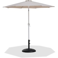 Fiji Beige Fabric / Matte Black Aluminum Patio Umbrella with Base Sets