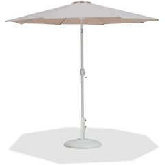 Fiji Beige Fabric / Matte White Aluminum Patio Umbrella with Base Sets