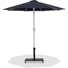 Fiji Black Fabric / Matte Black Aluminum Patio Umbrella with Base Sets