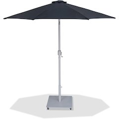 Fiji Black Fabric / Matte White Aluminum Patio Umbrella with Base Sets