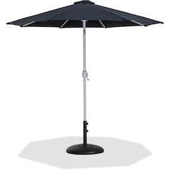 Fiji Black Fabric / Matte Black Aluminum Patio Umbrella with Base Sets