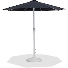 Fiji Black Fabric / Matte White Aluminum Patio Umbrella with Base Sets