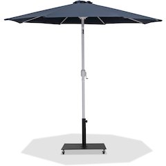 Fiji Grey Fabric / Matte Black Aluminum Patio Umbrella with Base Sets