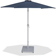Fiji Grey Fabric / Matte White Aluminum Patio Umbrella with Base Sets