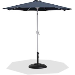 Fiji Grey Fabric / Matte Black Aluminum Patio Umbrella with Base Sets