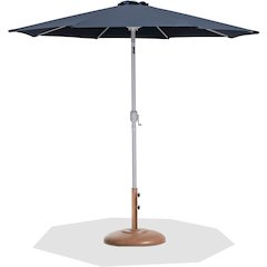 Fiji Grey Fabric / Teak Aluminum Patio Umbrella with Base Sets