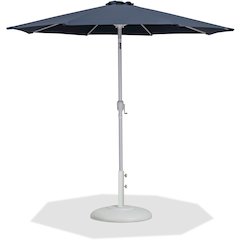 Fiji Grey Fabric / Matte White Aluminum Patio Umbrella with Base Sets